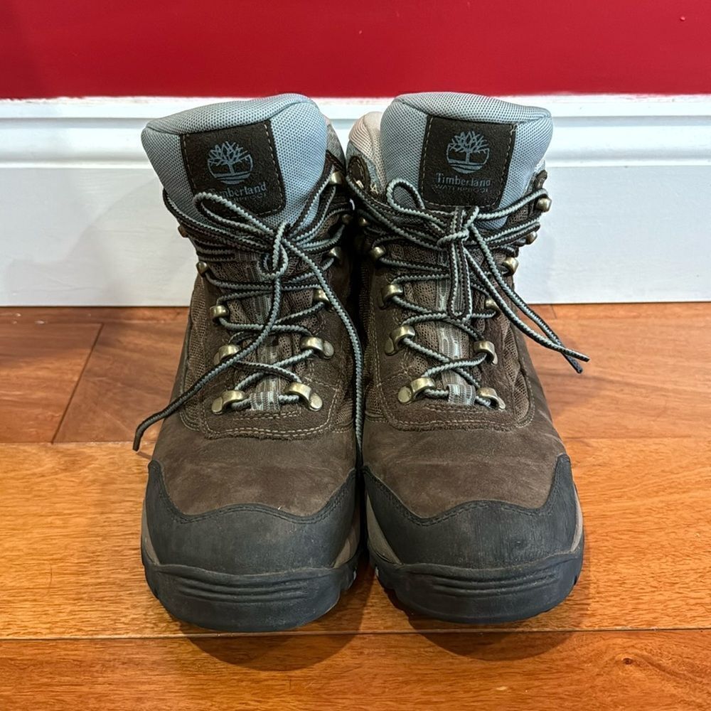 Timberland Women's Gannon mid Gore Tex Brown Leather Hiking Trail Work Boots 9‎